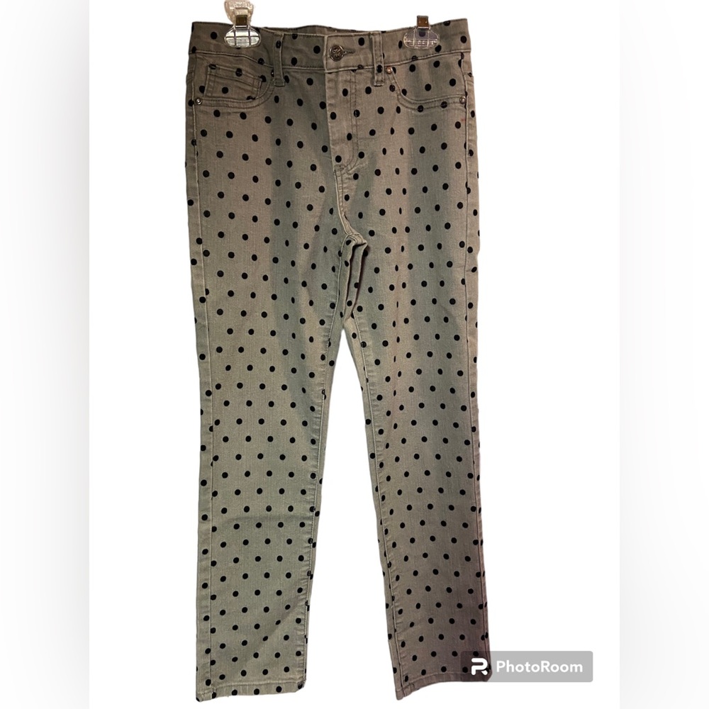 Crest jeans girls grey black polkadot Pants kids 
Cotton polyester spandex
